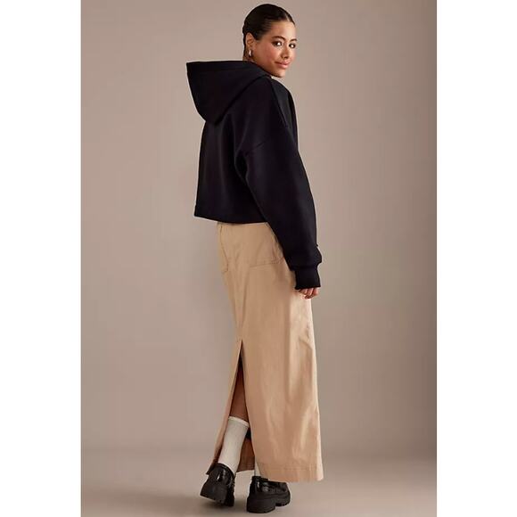 Anthropologie Maeve The Colette Maxi Skirt Back Slit Cotton Poplin Tan XS - Picture 4 of 10